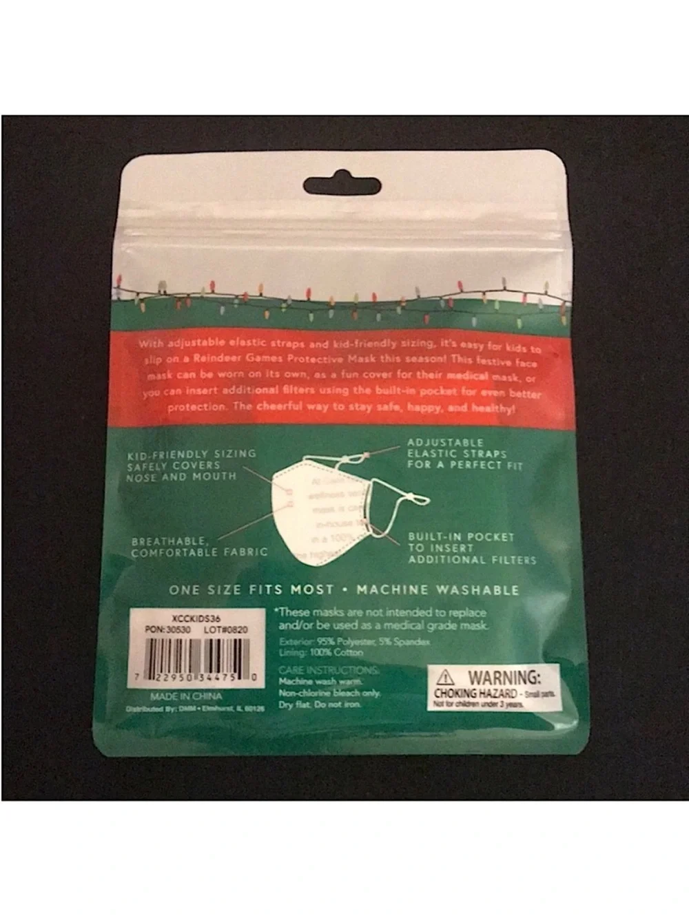 Care Cover Kid’s Protective Christmas Print Mask in Holiday Llamas